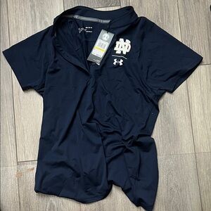 Notre Dame Under Armour Dark Blue Polo with Embroidered Logos